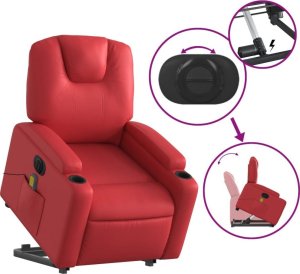 vidaXL Rozkładany fotel pionizujący z masażem, elektryczny, czerwony 10