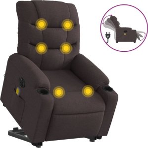 vidaXL Podnoszony fotel masujący, elektryczny, rozkładany, ciemny brąz 2