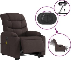 vidaXL Podnoszony fotel masujący, elektryczny, rozkładany, ciemny brąz 5