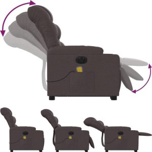 vidaXL Podnoszony fotel masujący, elektryczny, rozkładany, ciemny brąz 6