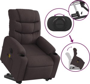 vidaXL Podnoszony fotel masujący, elektryczny, rozkładany, ciemny brąz 10