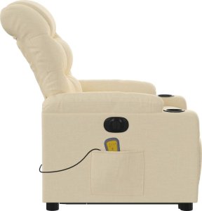 vidaXL Podnoszony fotel masujący, elektryczny, rozkładany, kremowy 9