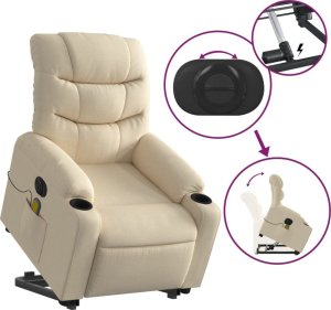 vidaXL Podnoszony fotel masujący, elektryczny, rozkładany, kremowy 10