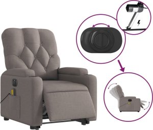 vidaXL Podnoszony fotel masujący, elektryczny, rozkładany, kolor taupe 5