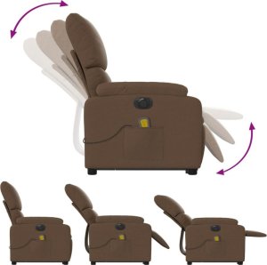 vidaXL Podnoszony fotel masujący, elektryczny, rozkładany, brązowy 6