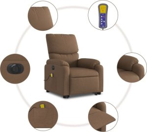 vidaXL Podnoszony fotel masujący, elektryczny, rozkładany, brązowy 7