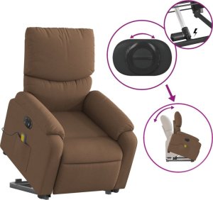 vidaXL Podnoszony fotel masujący, elektryczny, rozkładany, brązowy 10