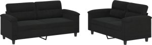 vidaXL 2-częściowy komplet wypoczynkowy z poduszkami, czarny, mikrofibra 2