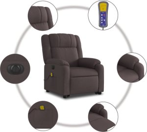 vidaXL Podnoszony fotel masujący, elektryczny, rozkładany, ciemny brąz 7