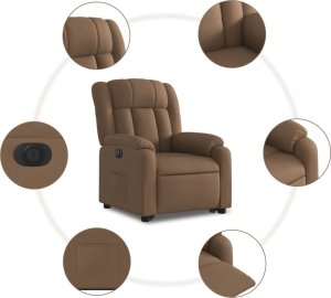 vidaXL Podnoszony fotel masujący, elektryczny, rozkładany, brązowy 7