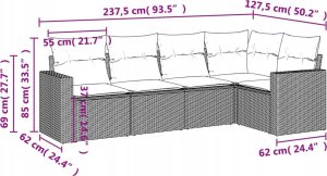 vidaXL 5-częściowy zestaw mebli ogrodowych z poduszkami, beżowy, polirattan 3