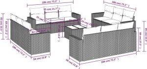 vidaXL 13-częściowy zestaw mebli do ogrodu, poduszki, czarny, rattan PE 3