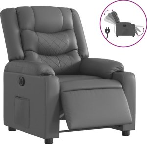 vidaXL Elektryczny fotel rozkładany, szary, obity sztuczną skórą 2