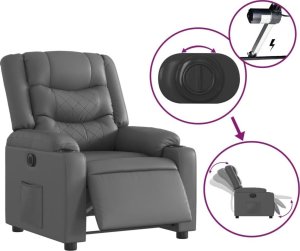 vidaXL Elektryczny fotel rozkładany, szary, obity sztuczną skórą 5