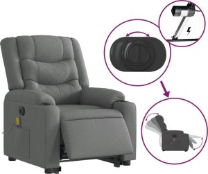 vidaXL Podnoszony fotel masujący, elektryczny, rozkładany, ciemnoszary 5