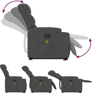 vidaXL Podnoszony fotel masujący, elektryczny, rozkładany, ciemnoszary 6