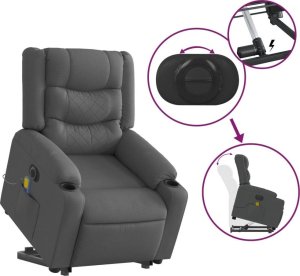 vidaXL Podnoszony fotel masujący, elektryczny, rozkładany, ciemnoszary 10