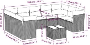 vidaXL 10-częściowy zestaw mebli ogrodowych z poduszkami, beżowy, polirattan 3