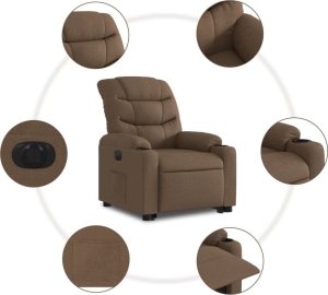 vidaXL Podnoszony fotel masujący, elektryczny, rozkładany, brązowy 5