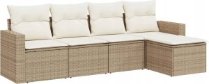 vidaXL 5-częściowy zestaw mebli ogrodowych z poduszkami, beżowy, polirattan 2