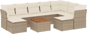 vidaXL 10-częściowy zestaw mebli ogrodowych z poduszkami, beżowy, polirattan 2