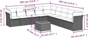 vidaXL 10-częściowy zestaw mebli ogrodowych z poduszkami, beżowy, polirattan 3