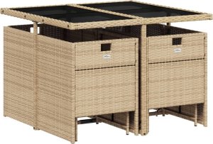 vidaXL 9-częściowy zestaw mebli ogrodowych z poduszkami, mieszany beż 3