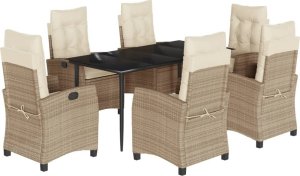 vidaXL 7-częściowy zestaw mebli ogrodowych z poduszkami, beżowy, polirattan 2