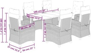 vidaXL 7-częściowy zestaw mebli ogrodowych z poduszkami, beżowy, polirattan 9