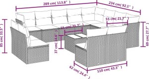 vidaXL 13-częsciowy zestaw mebli ogrodowych z poduszkami, beżowy, polirattan 3