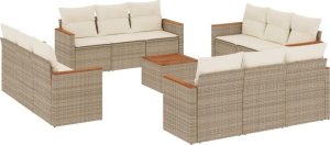 vidaXL 13-częsciowy zestaw mebli ogrodowych z poduszkami, beżowy, polirattan 2