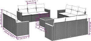 vidaXL 13-częsciowy zestaw mebli ogrodowych z poduszkami, beżowy, polirattan 7