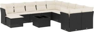 vidaXL 12-częsciowy zestaw mebli do ogrodu, z poduszkami, czarny, polirattan 2