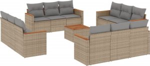 vidaXL 13-częsciowy zestaw mebli ogrodowych z poduszkami, mieszany beż 2