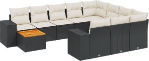vidaXL 11-częsciowy zestaw wypoczynkowy do ogrodu, poduszki czarny rattan PE 2