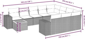 vidaXL 11-częsciowy zestaw wypoczynkowy do ogrodu, poduszki czarny rattan PE 3