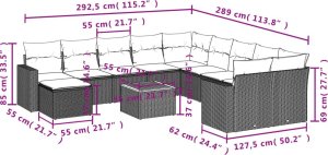 vidaXL 12-częsciowy zestaw mebli ogrodowych z poduszkami, beżowy, polirattan 3