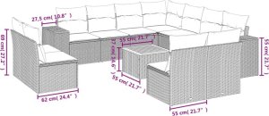 vidaXL 12-częsciowy zestaw mebli do ogrodu, z poduszkami, czarny, polirattan 3