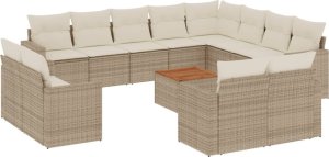 vidaXL 13-częsciowy zestaw mebli ogrodowych z poduszkami, beżowy, polirattan 2