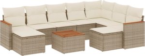 vidaXL 10-częściowy zestaw mebli ogrodowych z poduszkami, beżowy, polirattan 2