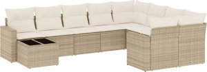 vidaXL 10-częściowy zestaw mebli ogrodowych z poduszkami, beżowy, polirattan 2