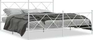 vidaXL vidaXL Metalowa rama łóżka z wezgłowiem i zanóżkiem, biała, 183x213 cm 2