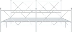 vidaXL vidaXL Metalowa rama łóżka z wezgłowiem i zanóżkiem, biała, 183x213 cm 4