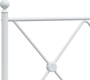 vidaXL vidaXL Metalowa rama łóżka z wezgłowiem i zanóżkiem, biała, 183x213 cm 7