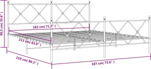 vidaXL vidaXL Metalowa rama łóżka z wezgłowiem i zanóżkiem, biała, 183x213 cm 8