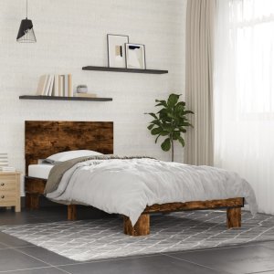 vidaXL vidaXL Rama łóżka, przydymiony dąb, 90x200 cm, materiał drewnopochodny 3