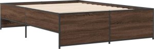 vidaXL vidaXL Rama łóżka, brązowy dąb, 140x190 cm, materiał drewnopochodny 3