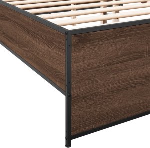 vidaXL vidaXL Rama łóżka, brązowy dąb, 140x190 cm, materiał drewnopochodny 7