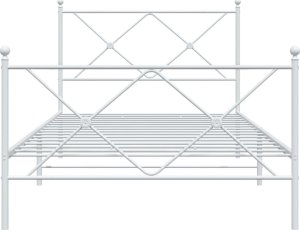 vidaXL vidaXL Metalowa rama łóżka z wezgłowiem i zanóżkiem, biała, 100x200 cm 4