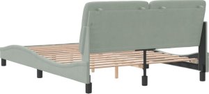 vidaXL vidaXL Rama łóżka z zagłówkiem, jasnoszara, 140x190 cm, aksamitna 7